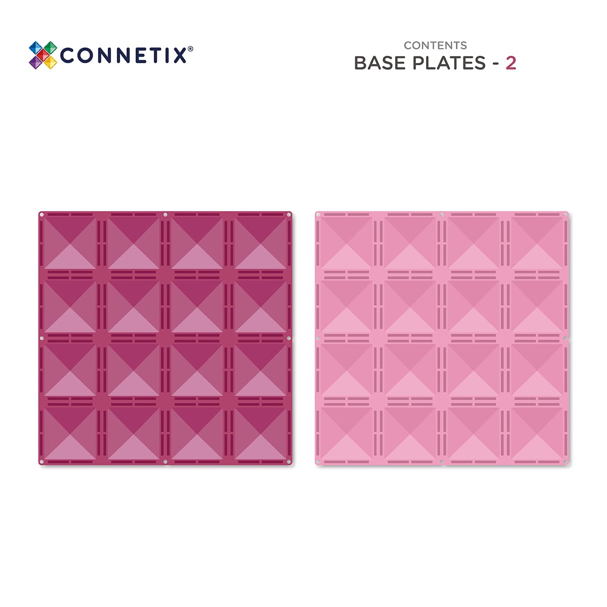 Connetix - 2 dele - Pastel Baseplates pink and berry - Magnetplader