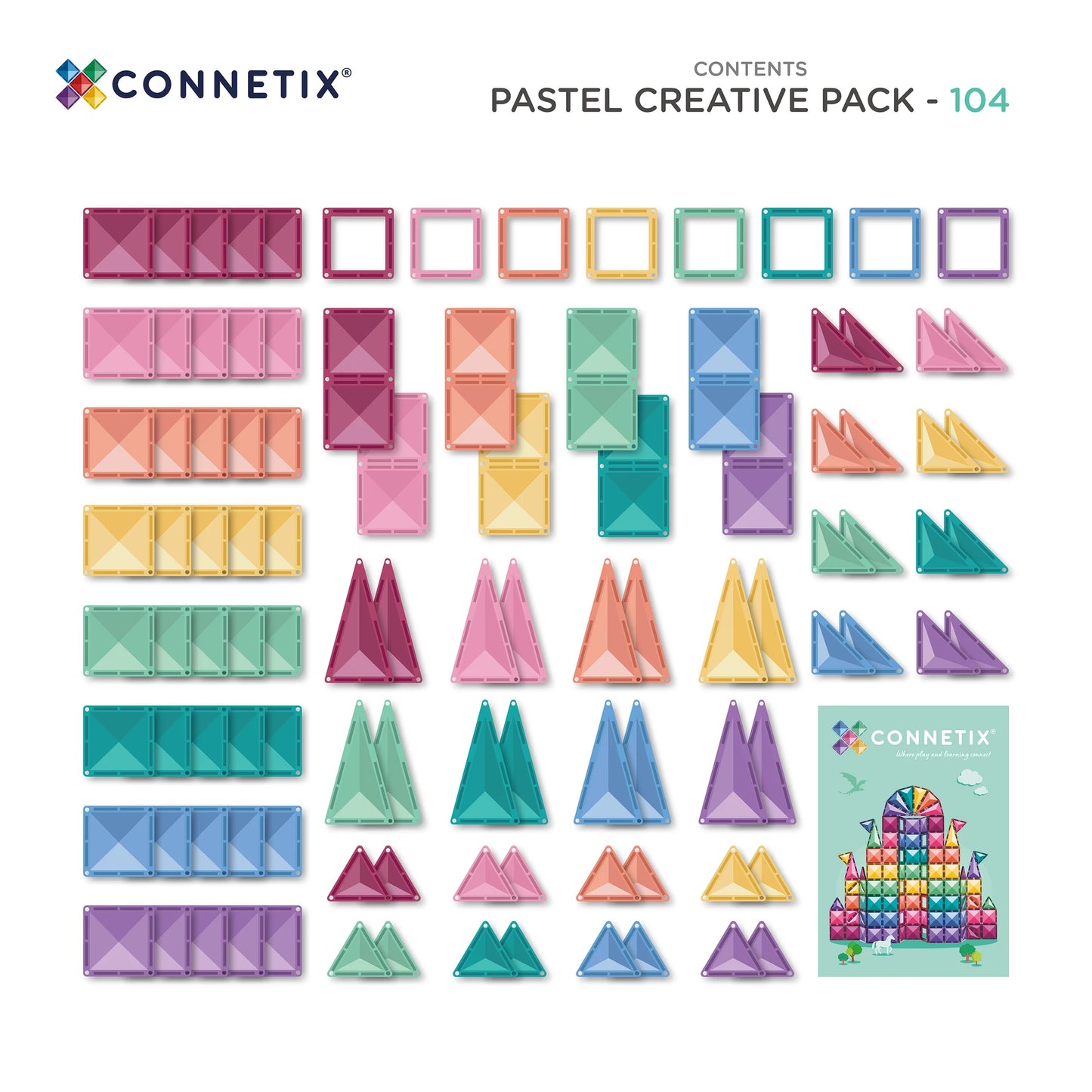 Connetix - Pastel Creative Pack – 104 dele