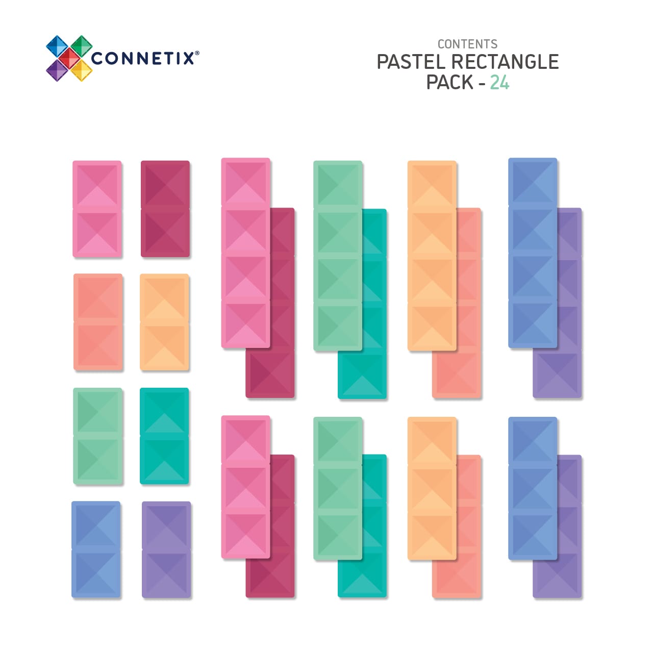 Connetix - 24 dele Pastel Rectangle Pack