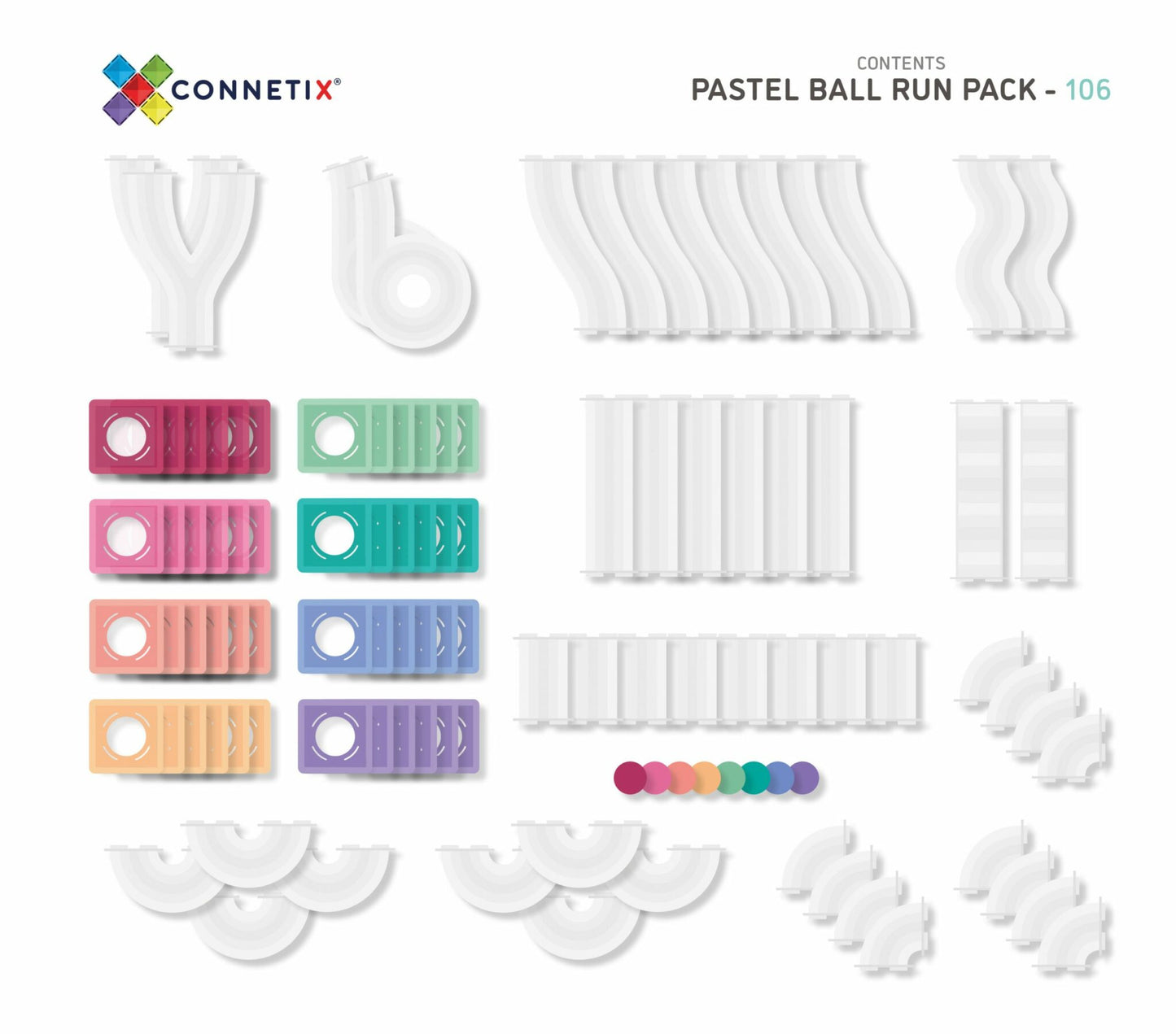 Connetix – 106 dele - Magnet kuglebane – Pastelfarver