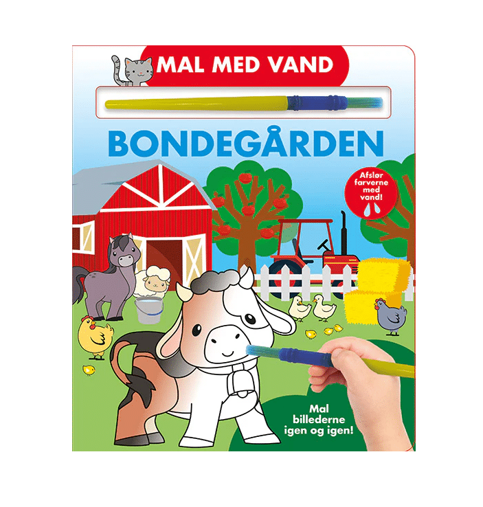 Mal med vand - Bondegården (papbog med pensel - farvelæg igen og igen)