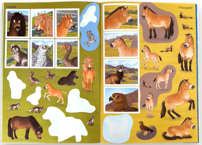 Naturens verden – med klistermærker – Heste og ponyer og andre dyr