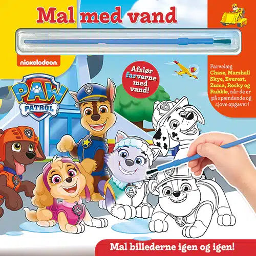 Paw Patrol - Mal med vand (bog med pensel - farvelæg igen og igen)