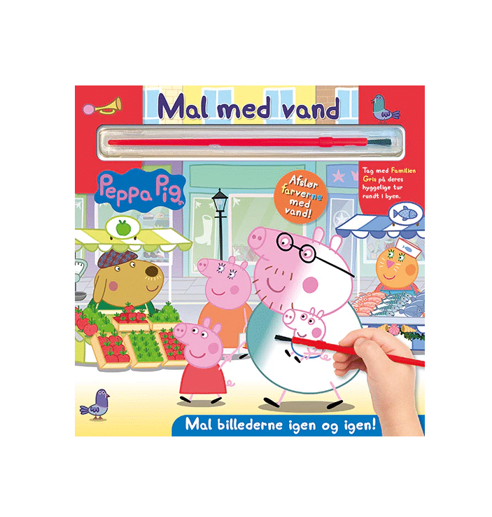 Peppa Pig - Mal med vand - Gurli Gris (bog med pensel - farvelæg igen og igen)