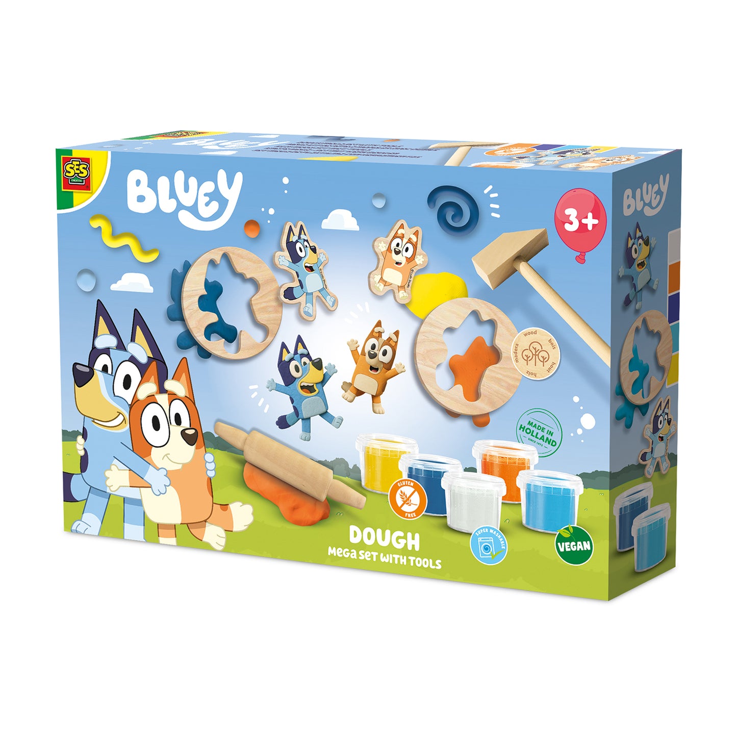 SES Creative Bluey Modellervoks Megasæt | 5 x 90 g modellervoks med værktøj