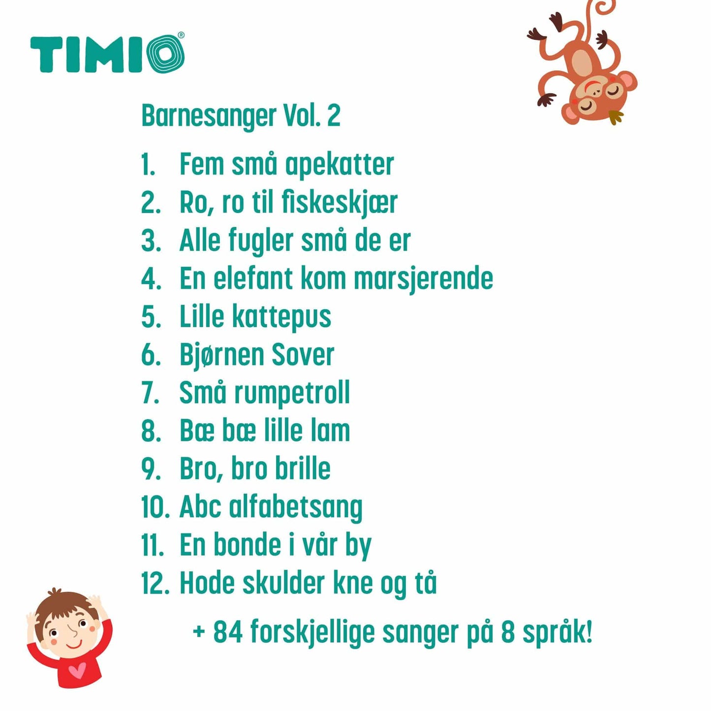 TIMIO TIMIO TIMIO Disc sæt 2 - Tal, børnesange, havdyr, former og frugter