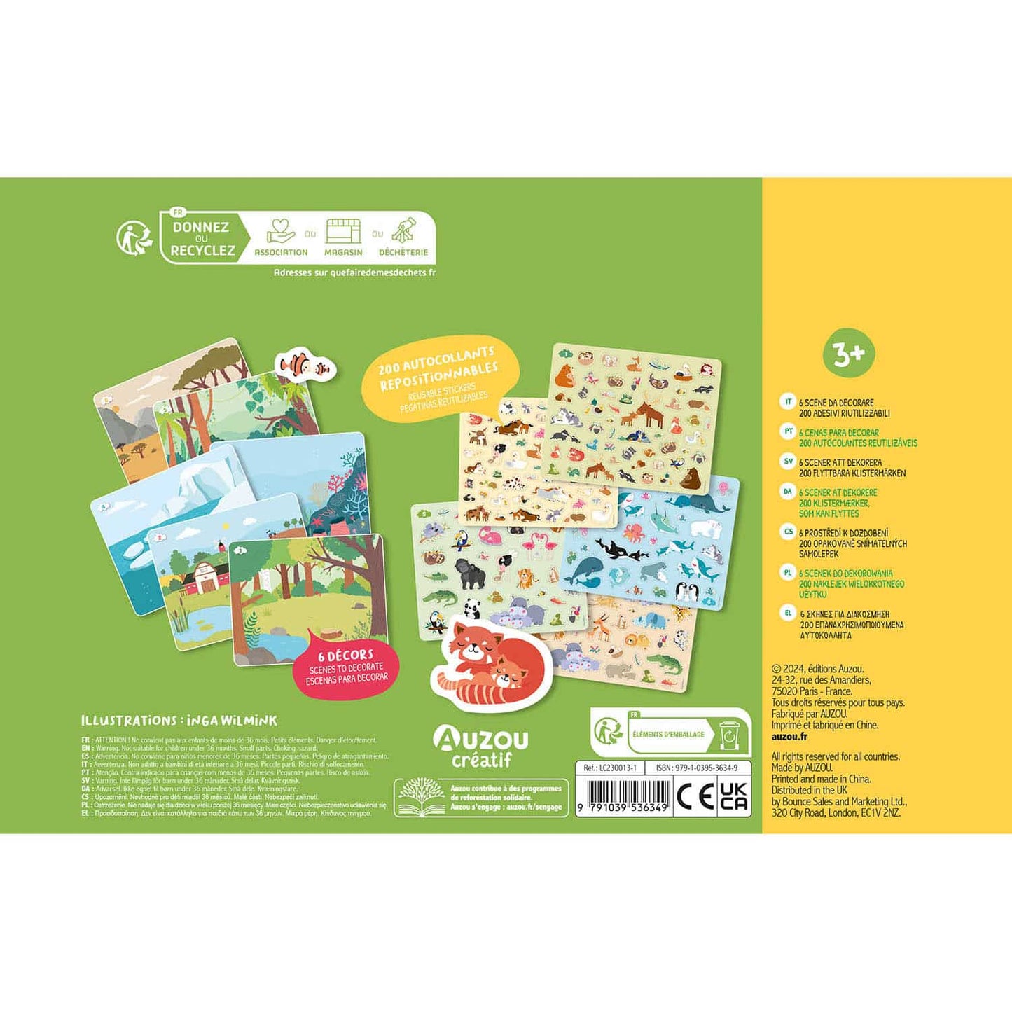 Auzou - Klistermærker - Dinosaurer 200 stk