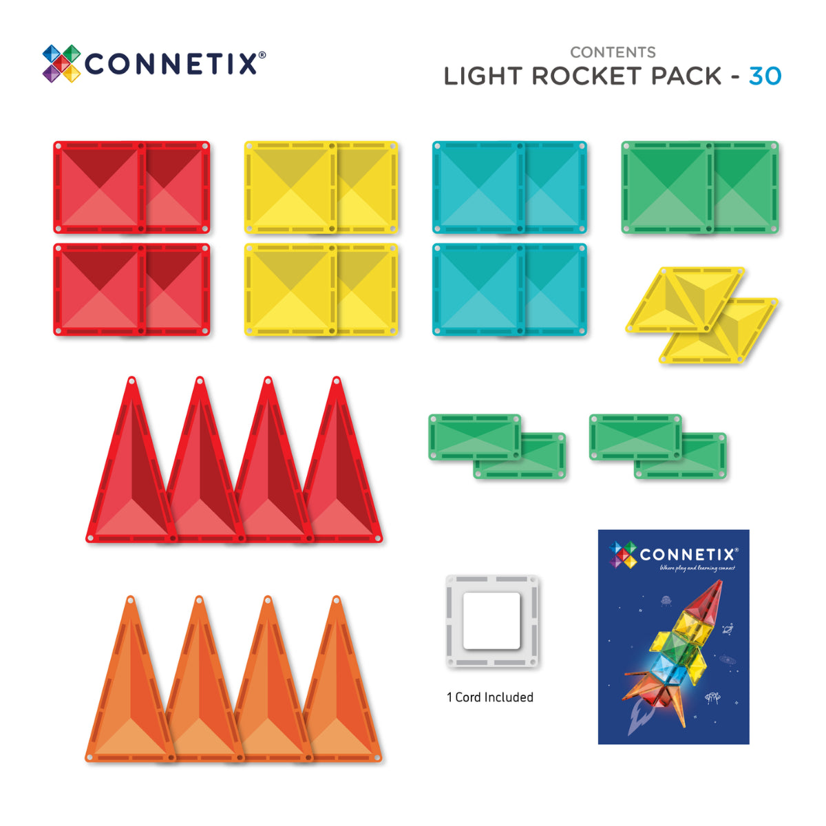 CONNETIX Light Rocket Pack – 30 dele med genopladelig lysflise