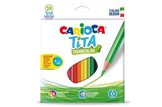 Carioca Tita Farveblyanter 3 mm trekantet, 24 stk. assorteret – Carioca
