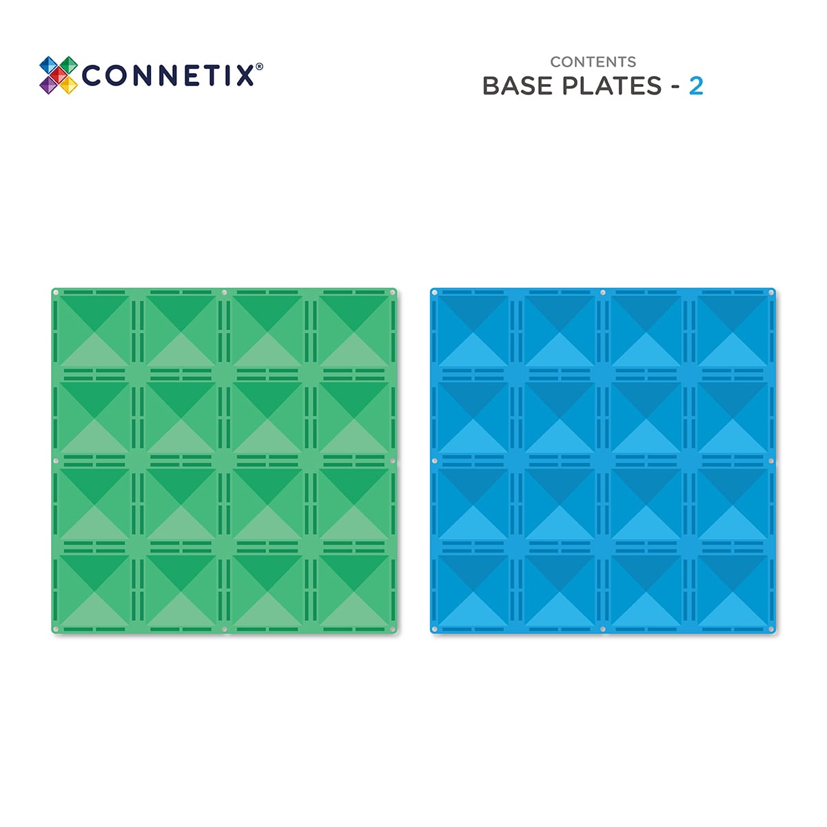 Connetix - 2 dele - Grøn & Blå base plate - Magnetplader