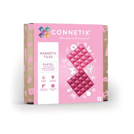 Connetix - 2 dele - Pastel Baseplates pink and berry - Magnetplader