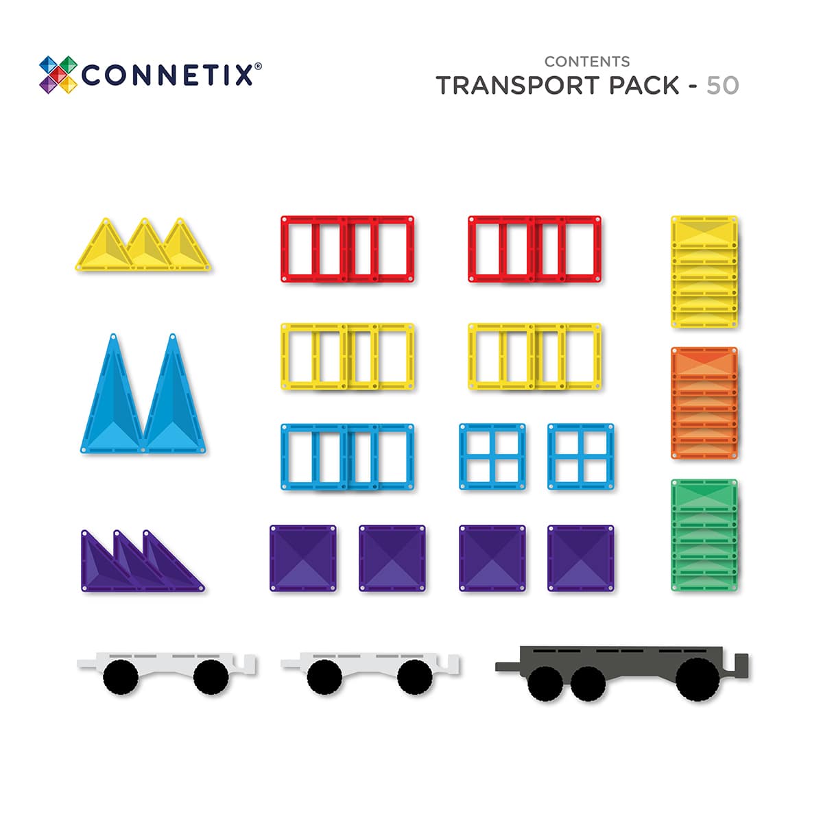 Connetix – 50 dele –  Rainbow Transport Pack magnetsæt