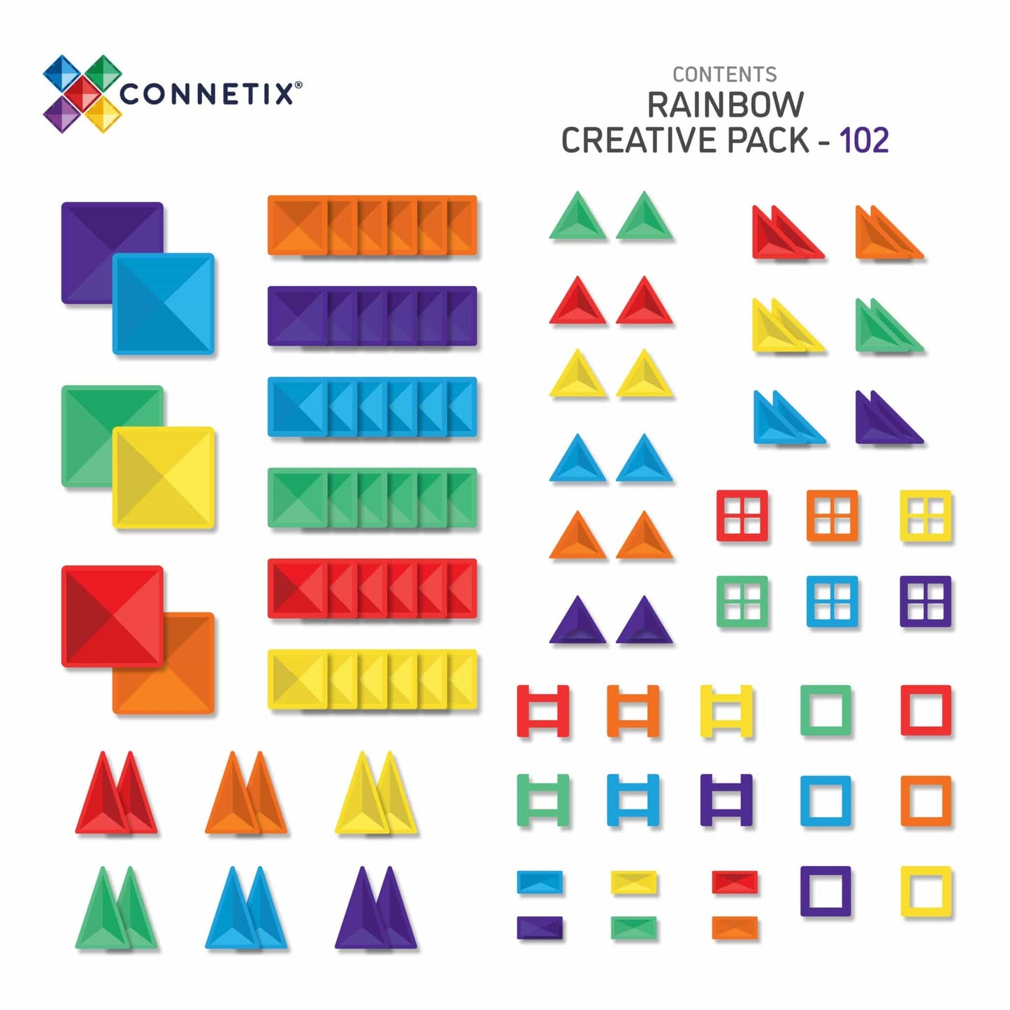 Connetix - 102 dele - Rainbow Creative Pack