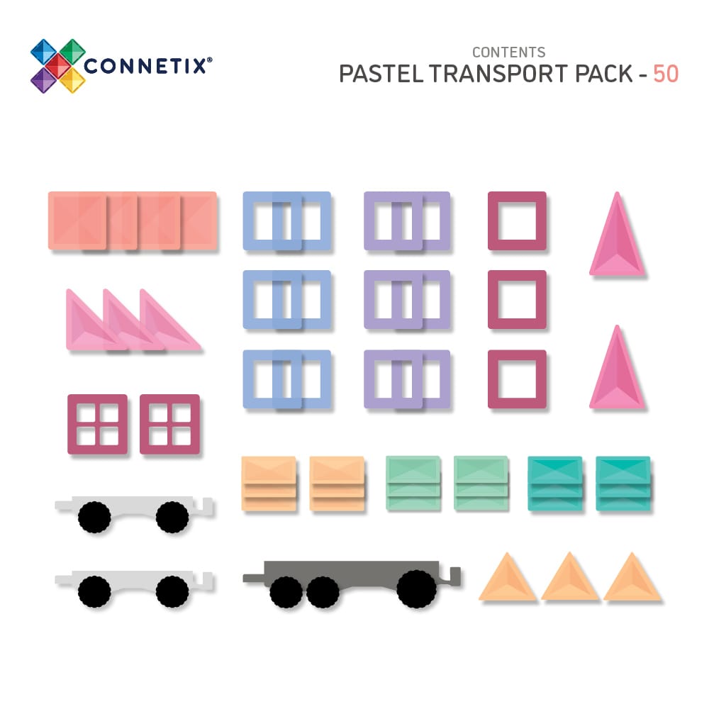 Connetix - 50 dele - Pastel Transport Pack