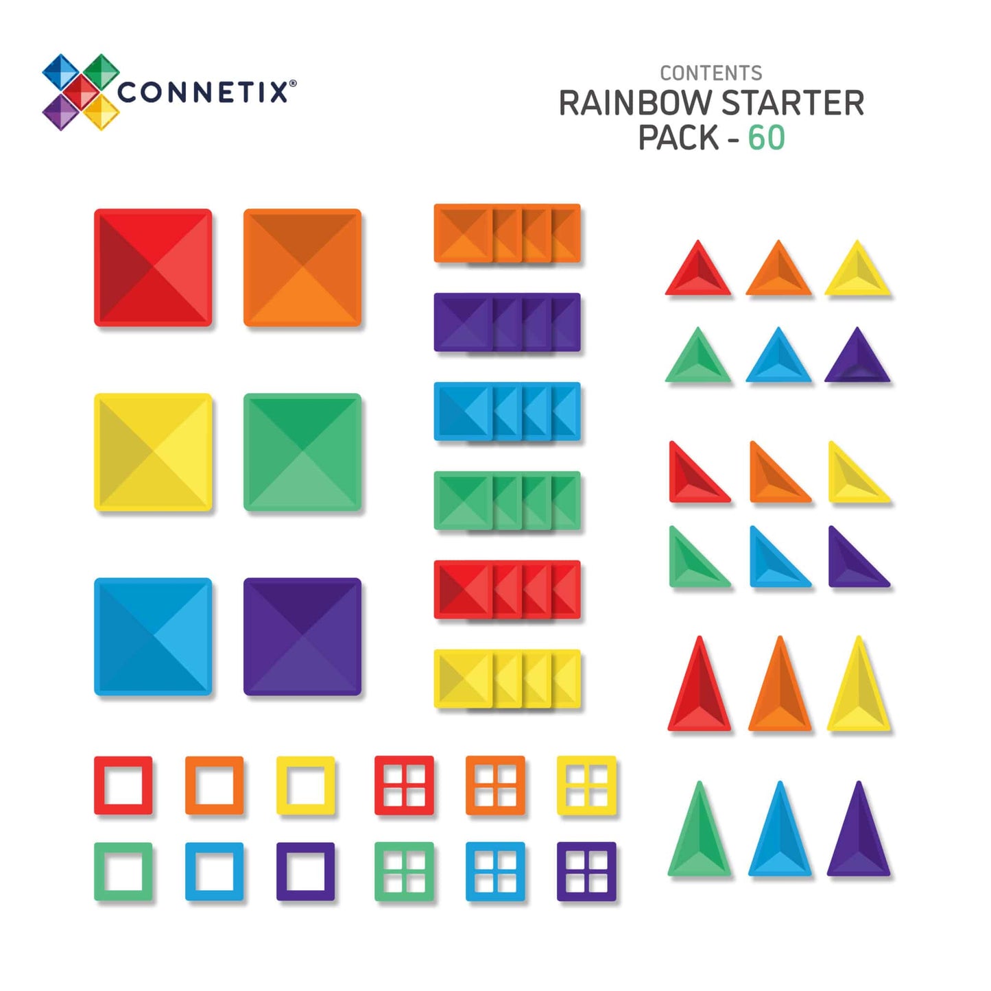 Connetix - 60 dele - Rainbow Starter Pack