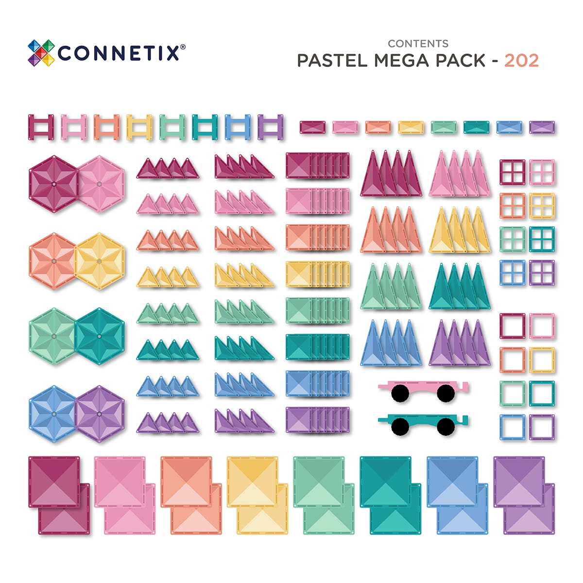 Connetix – 202 dele - Pastel Mega Pack - Magnetsæt