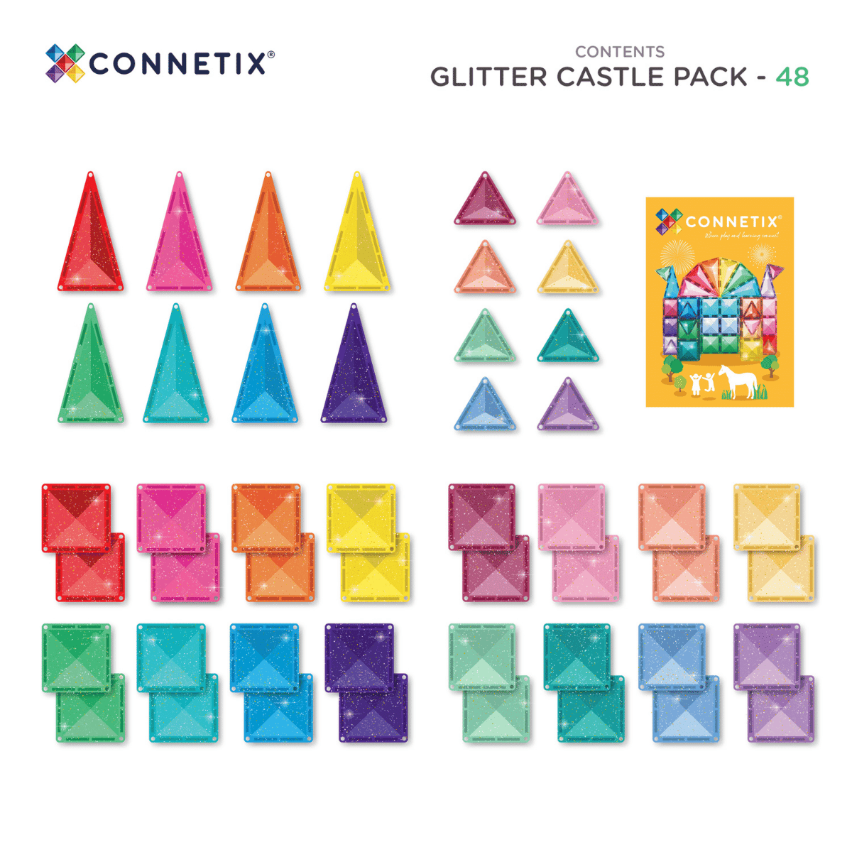 Connetix - 48 dele - Glitter castle pack