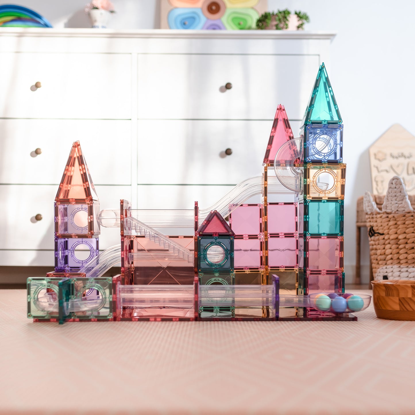 Connetix – 106 dele - Magnet kuglebane – Pastelfarver