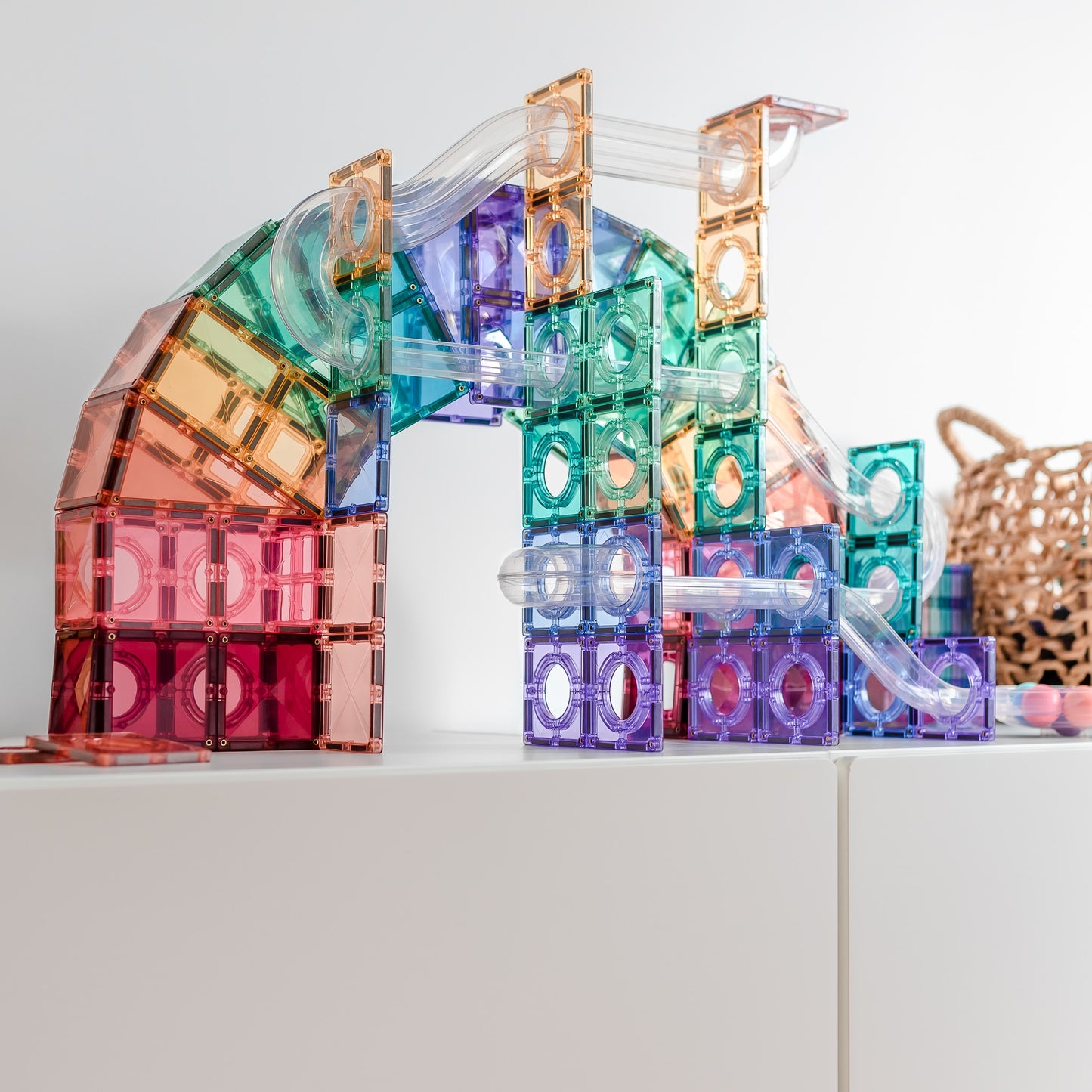 Connetix – 106 dele - Magnet kuglebane – Pastelfarver