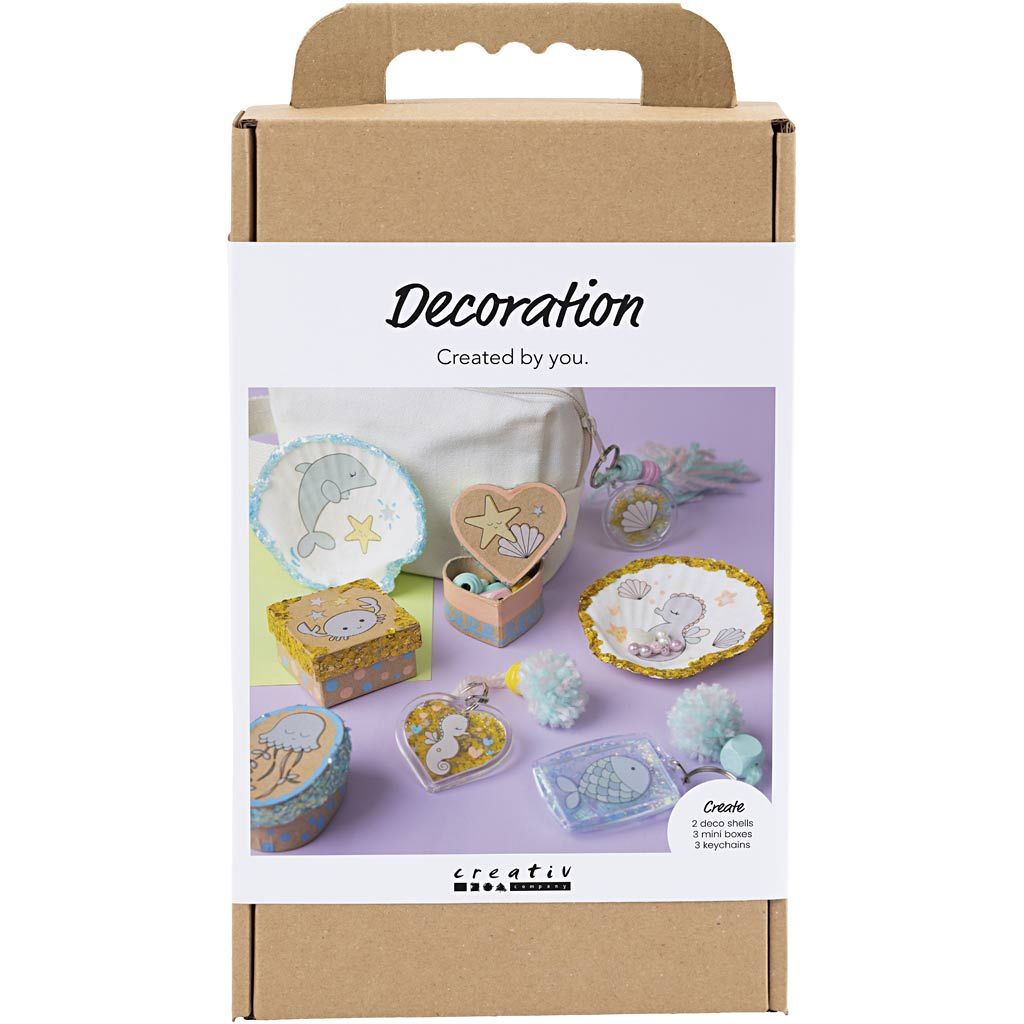 DIY Kit Dekoration – Kreativt sæt med æsker, muslingeskaller og nøgleringe
