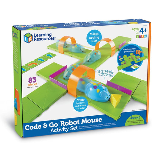 Learning Resources – Code & Go® Aktivitætssæt med programmerbar robotmus · Kodning & Labyrinter