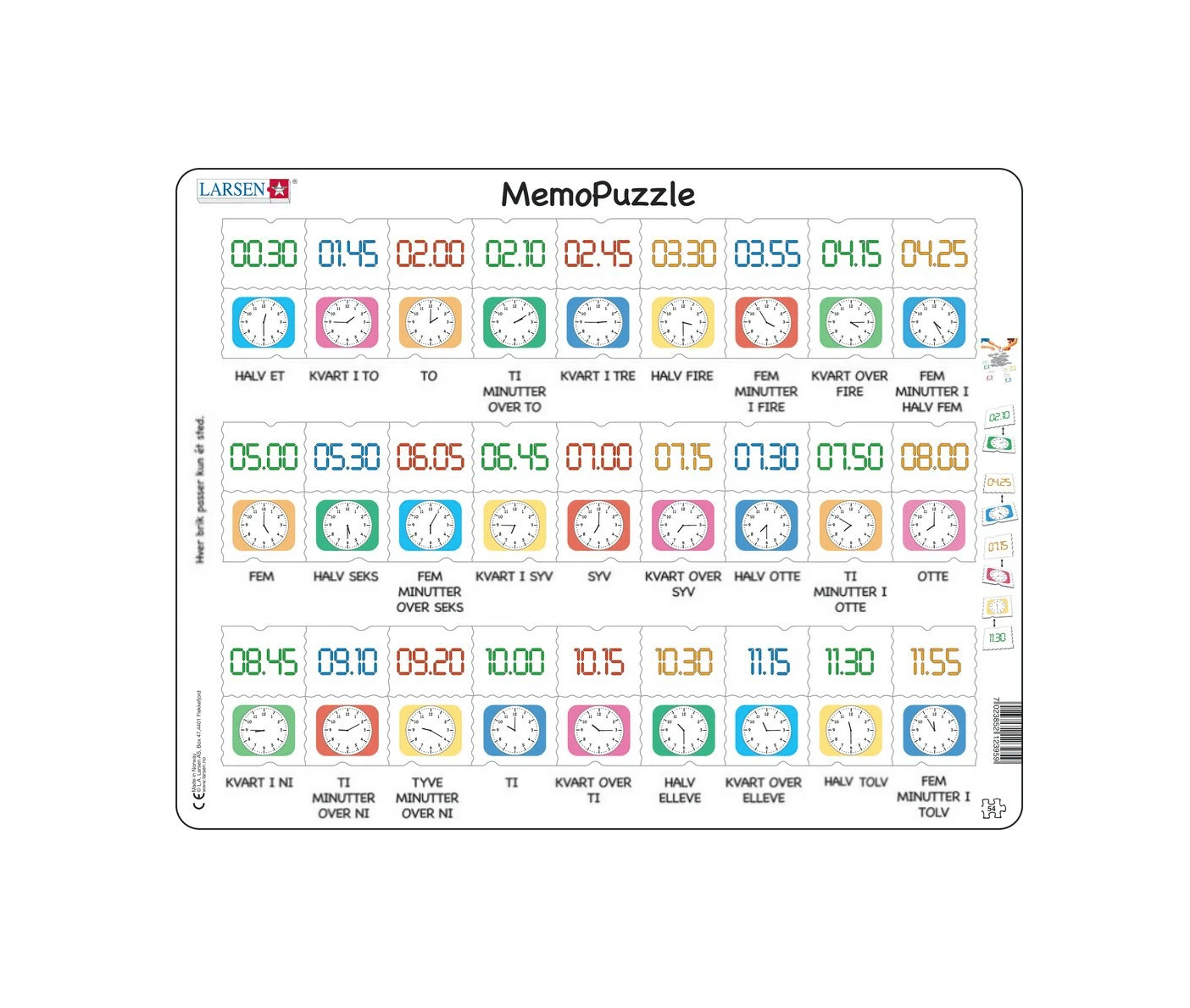 Larsen puslespil - Lær klokken, 42 brikker