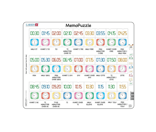 Larsen puslespil - Lær klokken, 42 brikker