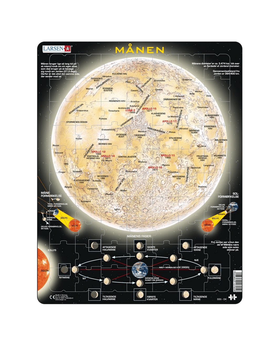 Larsen puslespil - Månen, 70 brikker