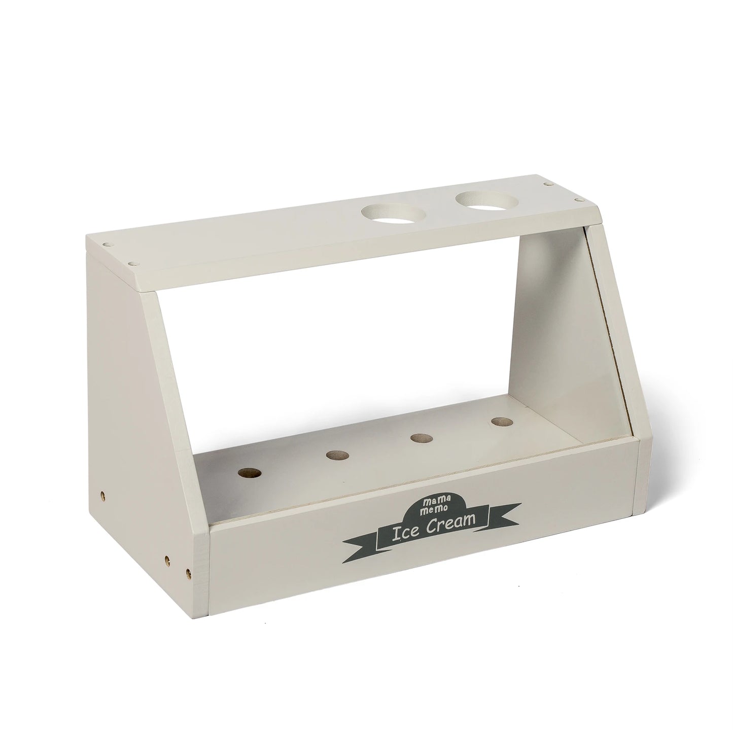 MAMAMEMO® Isbod i Træ – Legetøjs Iskiosk med Isvafler, Menu & Tilbehør