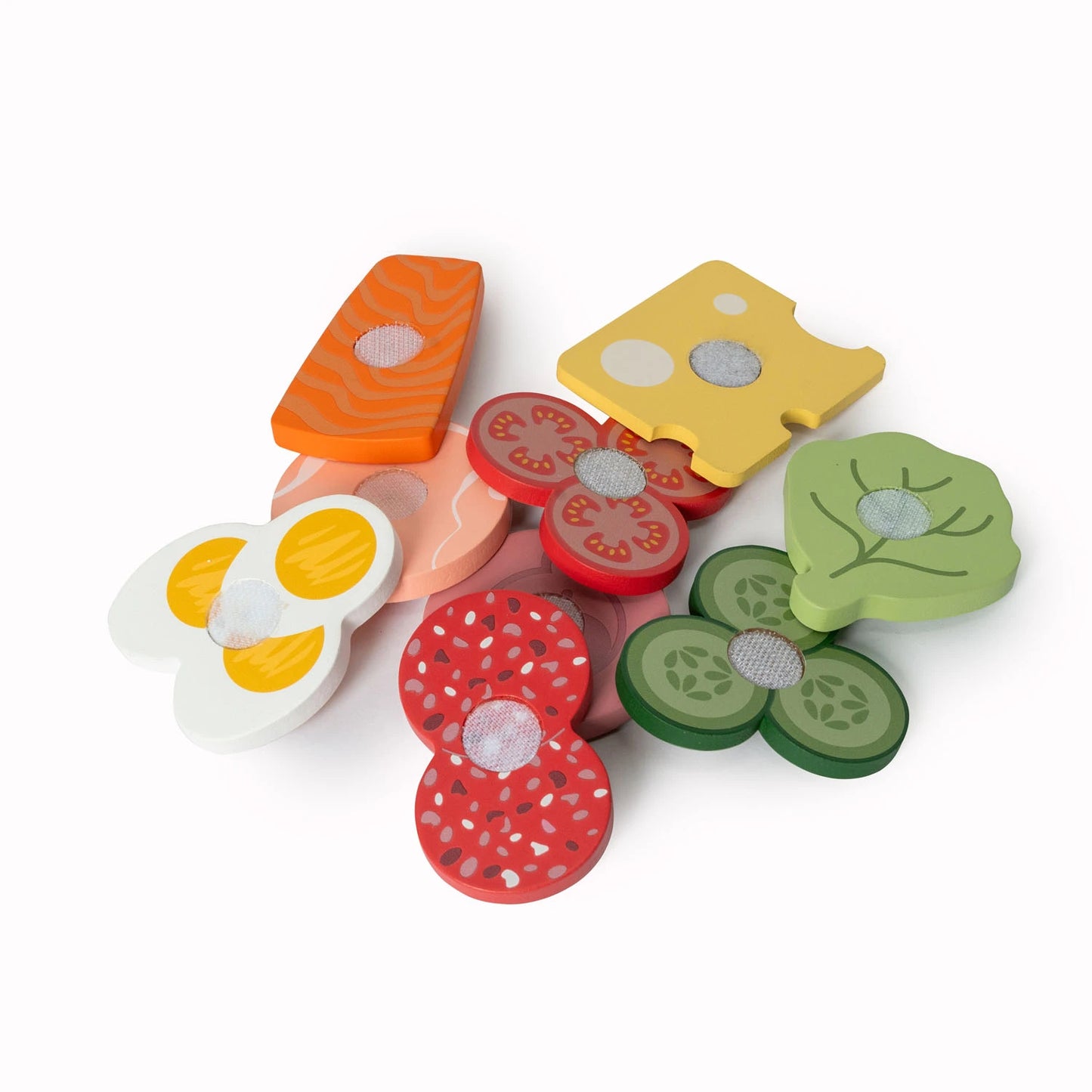 MAMAMEMO® Sandwich i træ – legemad med pålæg, brød & velcro (2+)