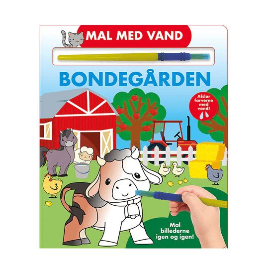 Mal med vand - Bondegården (papbog med pensel - farvelæg igen og igen)