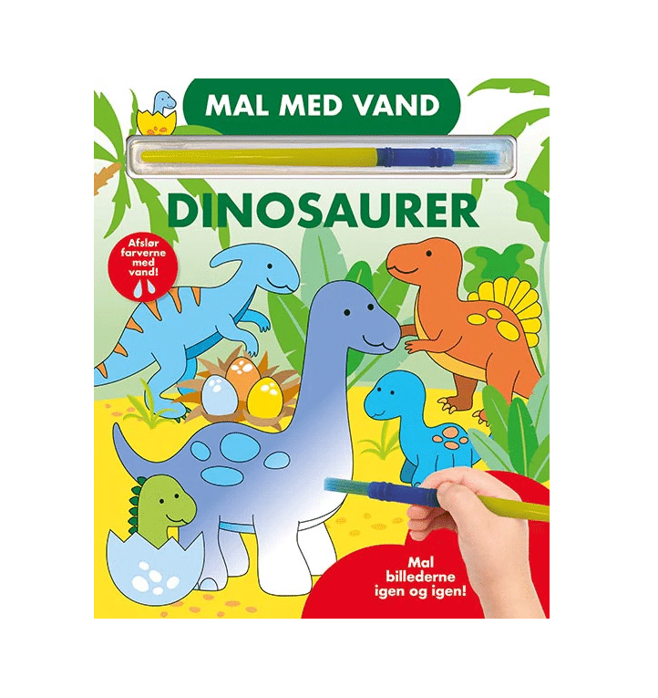 Mal med vand - Dinosaurer (papbog med pensel - farvelæg igen og igen)