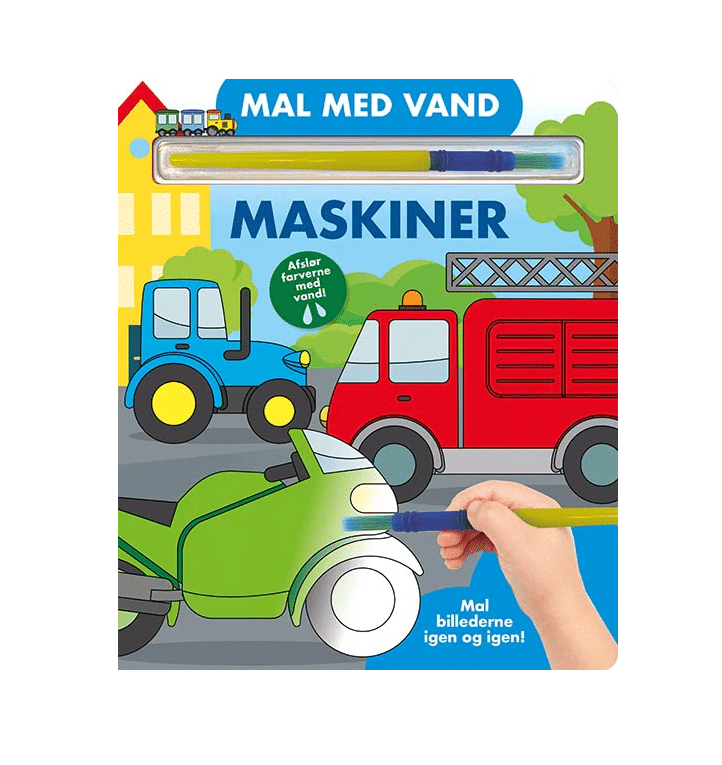Mal med vand - Maskiner (papbog med pensel - farvelæg igen og igen)