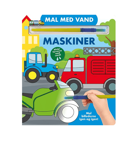 Mal med vand - Maskiner (papbog med pensel - farvelæg igen og igen)