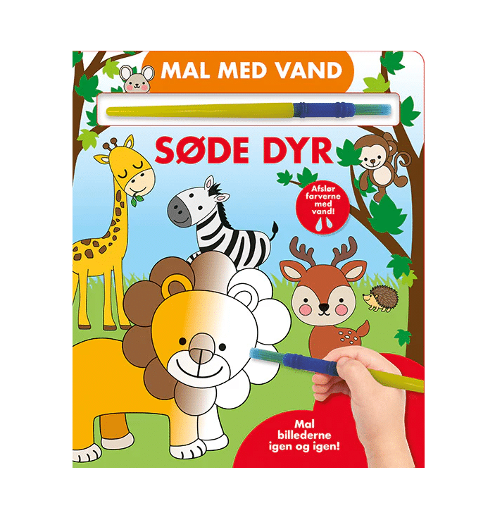 Mal med vand - Søde dyr (papbog med pensel - farvelæg igen og igen)