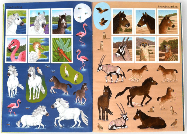 Naturens verden – med klistermærker – Heste og ponyer og andre dyr