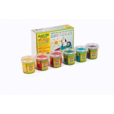 Ökonorm SOFT modellervoks, 6-farve sæt Unicorn - rød, orange, gul, grøn, cyan, violet