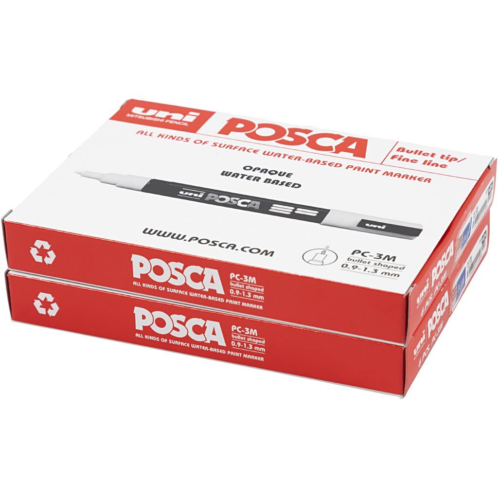 Posca Tusch – 12 stk. PC-3M, fine 0,9–1,3 mm, assorterede farver
