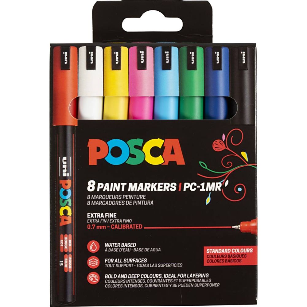 Posca Tusch – 8 stk. PC-1MR ekstra-fine 0,7 mm