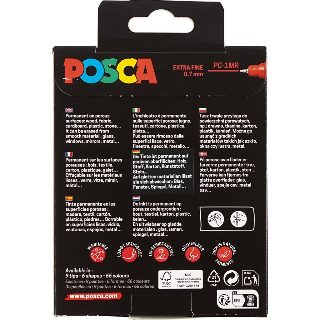Posca Tusch – 8 stk. PC-1MR ekstra-fine 0,7 mm