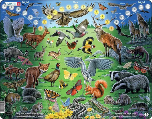 Puslespil - Dyrliv nat og dag