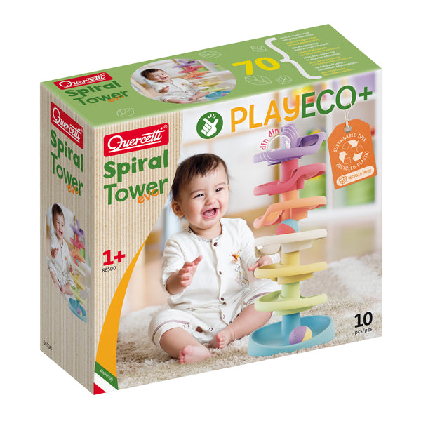 Quercetti - PlayEco+ Spiral Tower Kuglebane – 10 dele