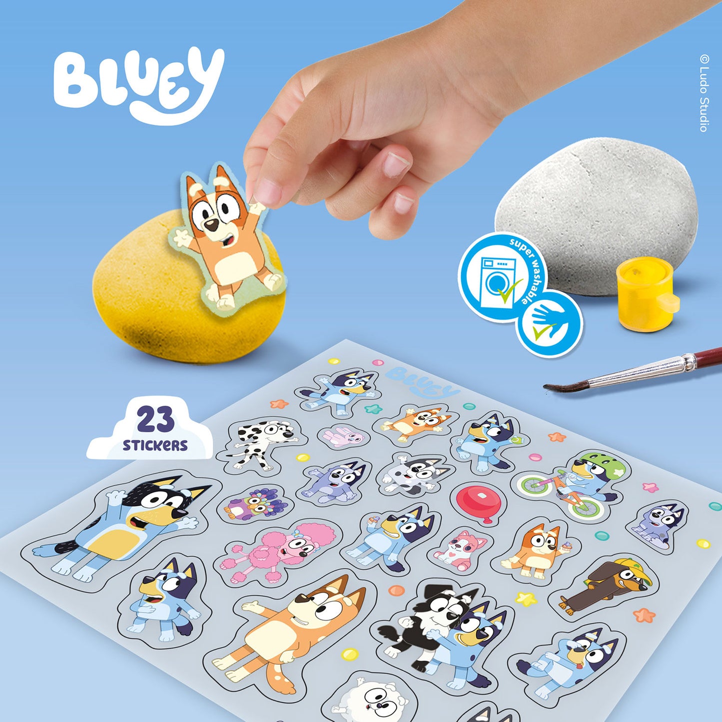 SES Creative Bluey Mal på sten | Kreativt stenmalesæt til børn