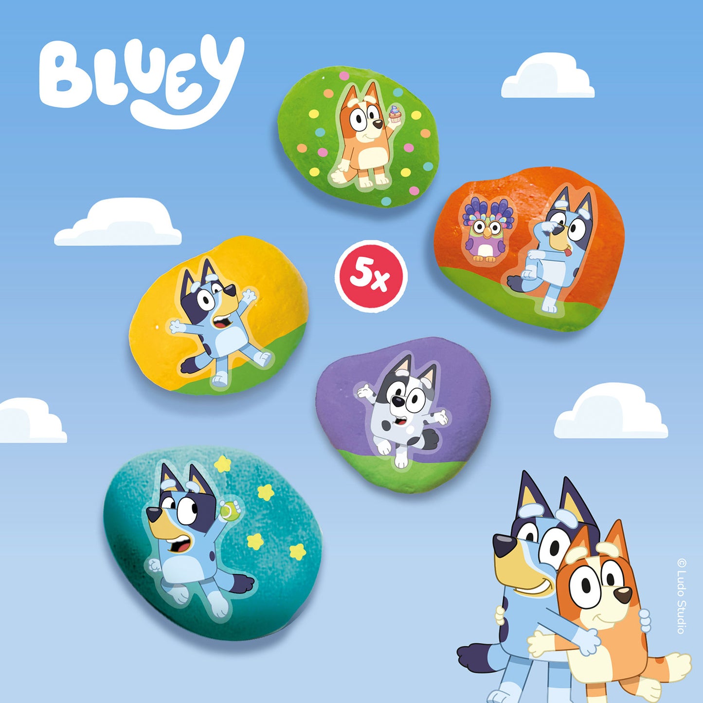 SES Creative Bluey Mal på sten | Kreativt stenmalesæt til børn