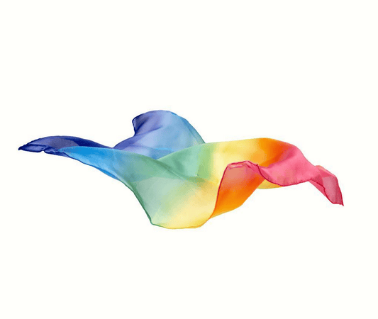 Sarahs silks - legesilke tørklæde regnbuefarvet 53x53 cm