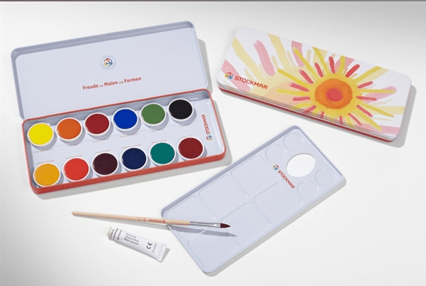 Stockmar - Dækfarver 12 akvarelfarver m/ pensel