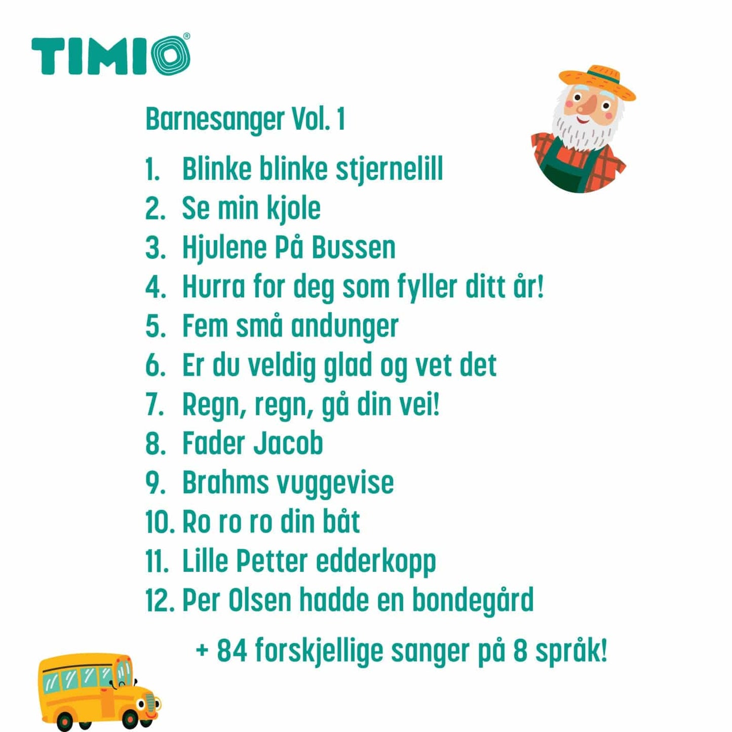 TIMIO Disc sæt 1 - Vilde dyr, børnerim, farver, musik og kroppens dele