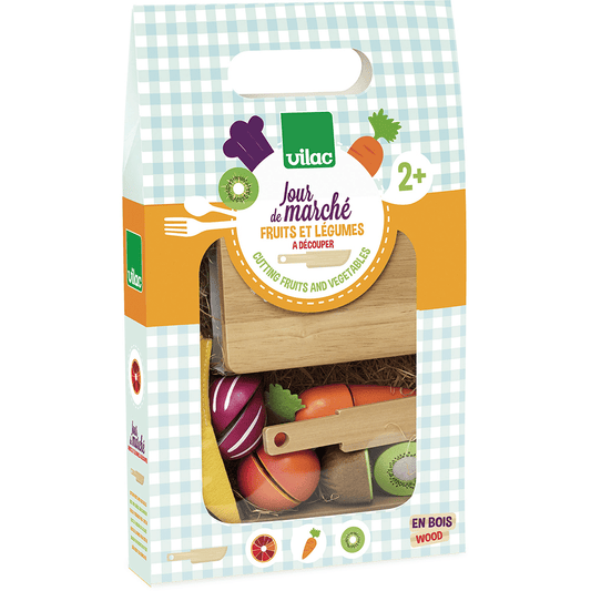 Vilac - Legemad i træ - Frugt og grønt skæresæt