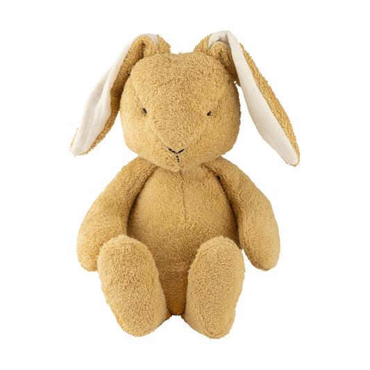 Wooly Organic stor kaninbamse i beige med lange hængeører, set forfra
