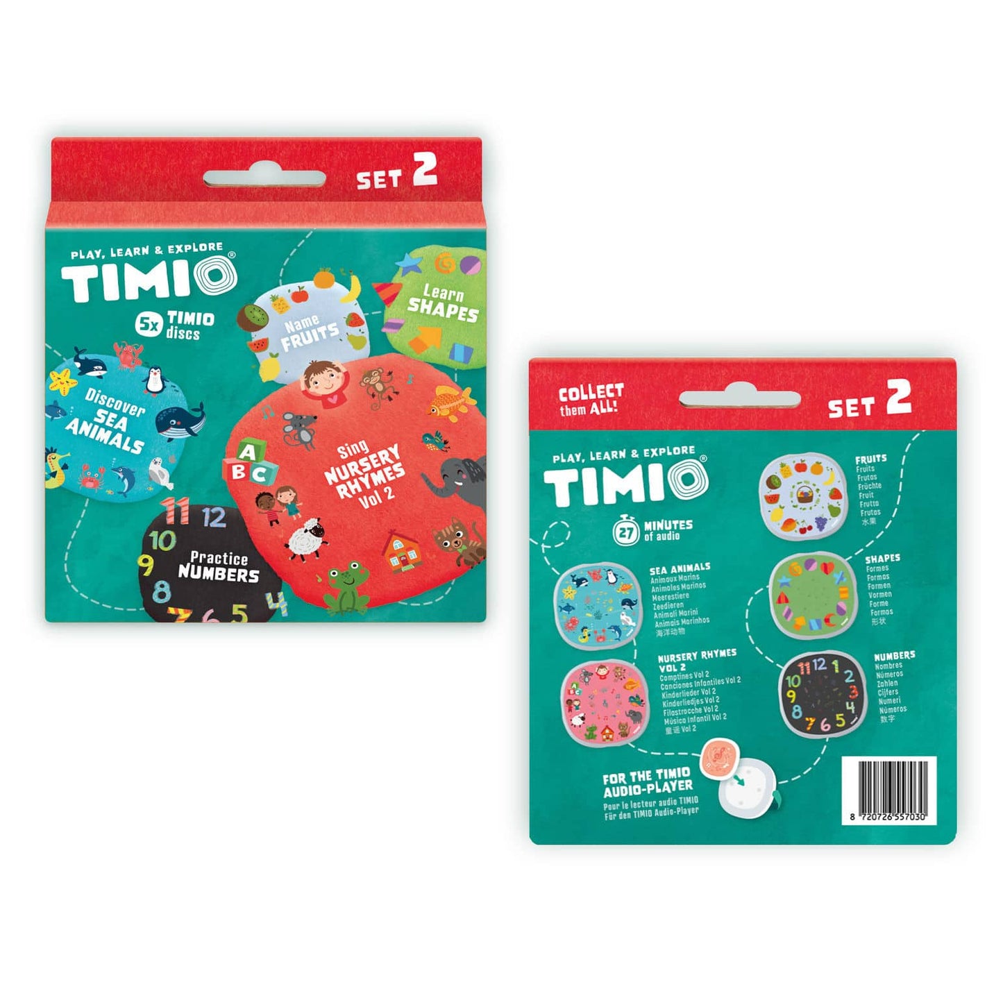 TIMIO TIMIO TIMIO Disc sæt 2 - Tal, børnesange, havdyr, former og frugter